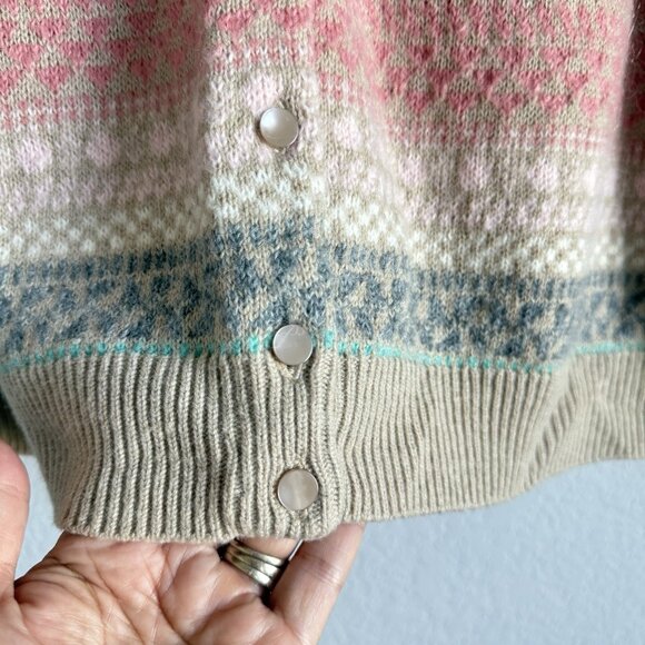 Talbots Mohair Lambswool Rainbow Pastel Isle Cardigan Sweater Women’s Size 1XP - Picture 5 of 8